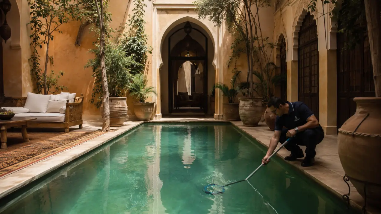Maintenance Des Piscines De Riads Et Bassins Traditionnels Dans La Médina
