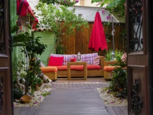 garden of a beautifully decorated house